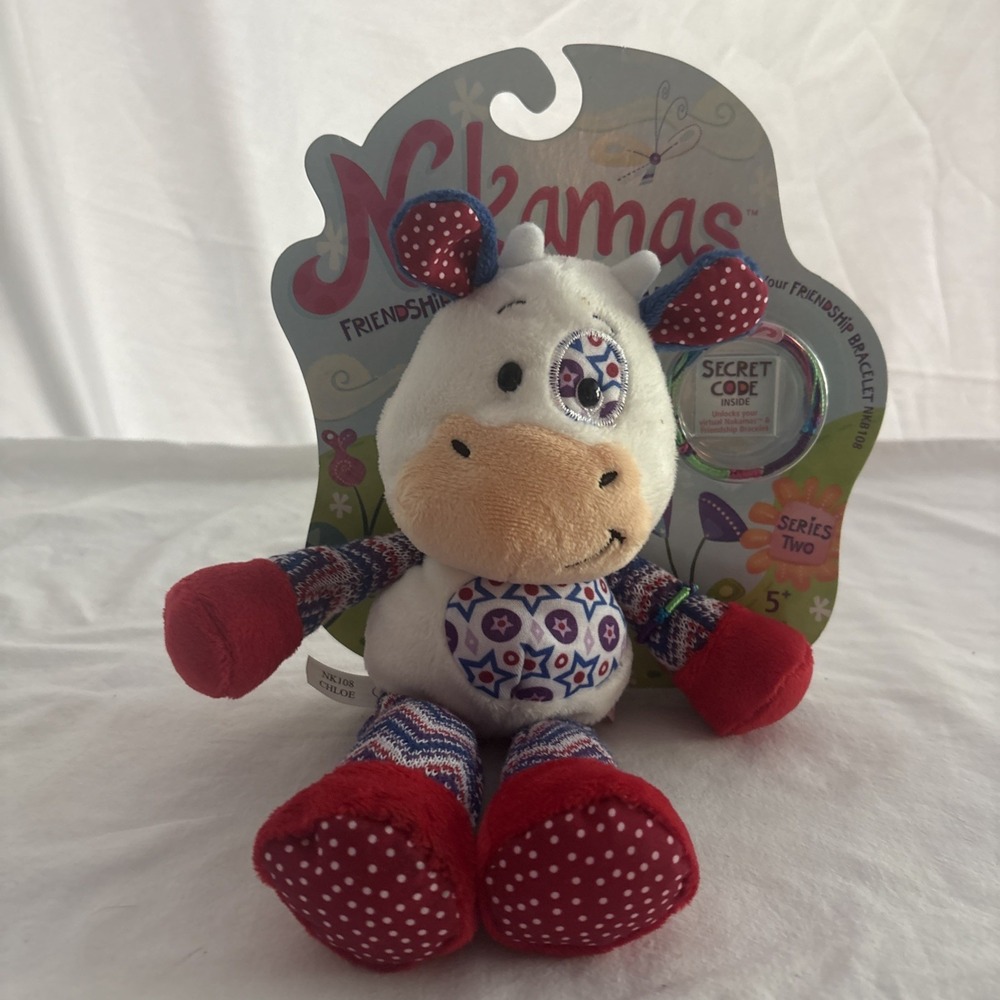 Ganz Cow Chloe Plush Animal Nakamas 1st Edition Webkinz With Bracelet New W Tags